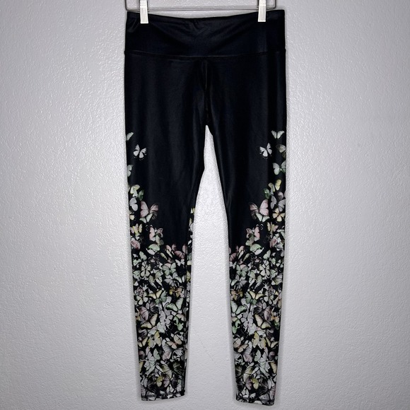 Alo Yoga Gypset Goddess Airbrush Butterflies Glossy‎ Print Leggings Size Small - Picture 2 of 8